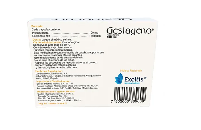 GESTAGENO 100 MG CAPS 30