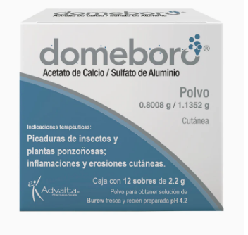 Domeboro (Acetato de calcio, Sulfato de aluminio) 2.2g caja con 12 sobres