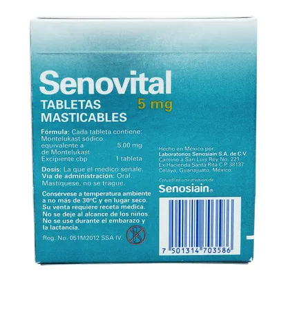 Senovital(Montelukast) 5mg con 30 tabs