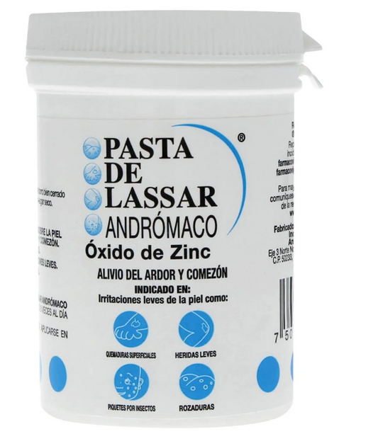 Pasta lassar (oxido de zinc 25%) alivio del ardor y comezón tarro con 125g