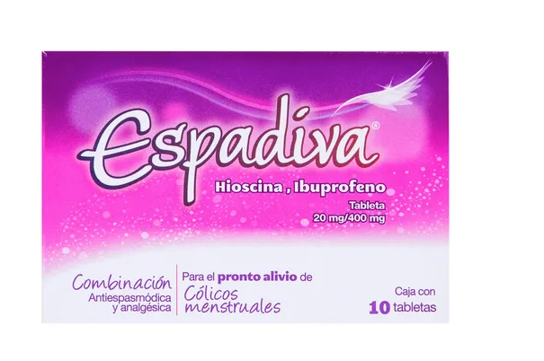 Espadiva (hiosina, ibuprofeno) 200mg, 400mg caja con 10 tabs