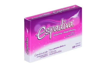 Espadiva (hiosina, ibuprofeno) 200mg, 400mg caja con 10 tabs