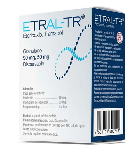 Etral-TR (Eterocoxib, Tramadol) 90,50 mg caja con 7 sobres