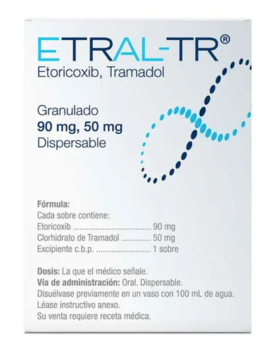 Etral-TR (Eterocoxib, Tramadol) 90,50 mg caja con 7 sobres